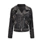 Stylish punk jacket with rivets – rock look made of faux leather