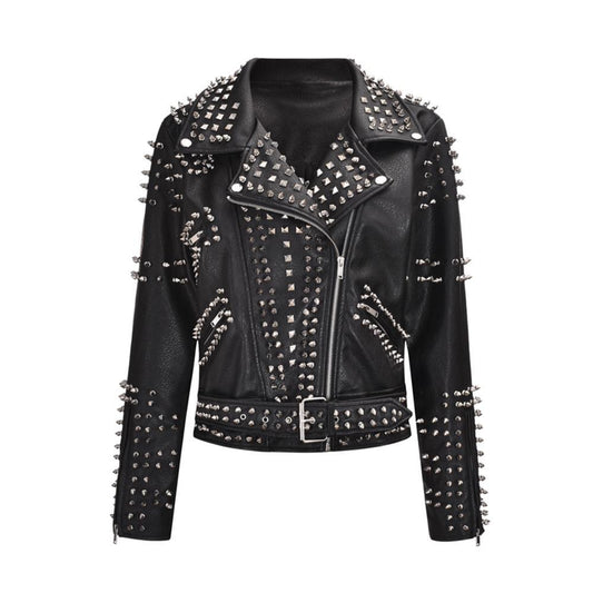 Stylische Punk-Jacke mit Nieten – Rockiger Look aus Kunstleder