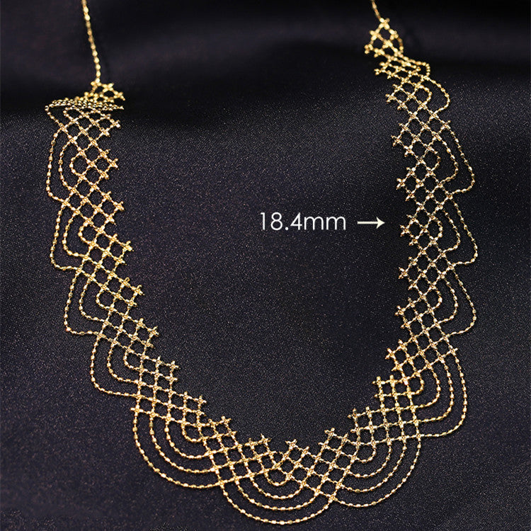 18K Gold Quasten Regenbogen Spitze Gewebter Stil Holz-Ohrring Breite Halskette
