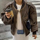 Retro leather jacket in used look – street style short jacket for women in American style