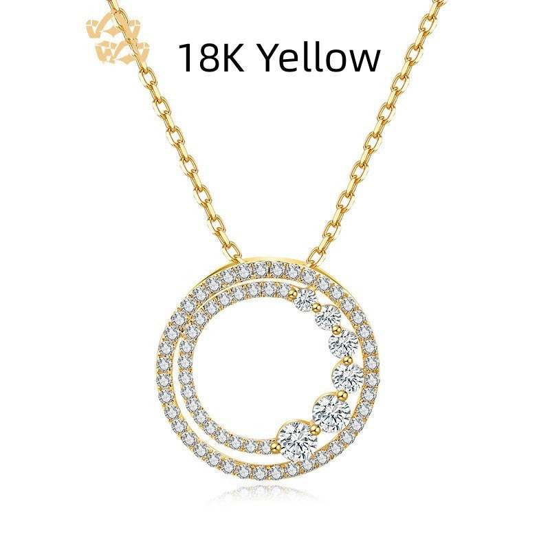 18K Gold Roségold Diamant-Halskette Rund