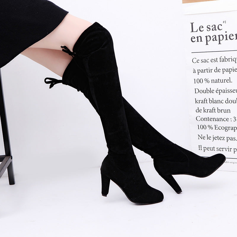 Women's Overknee Boots with High Heel - Stylish and Elegant for Autumn and Spring