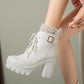 Elegant lace-up ankle boots with square heel – stylish and comfortable for women
