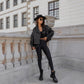 Damen-Retro-Lederjacke im modischen Design