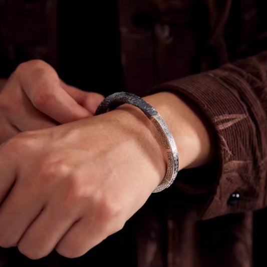Armband Männer 99 Fuß Silber Mobius Ring mit Schleifenmuster