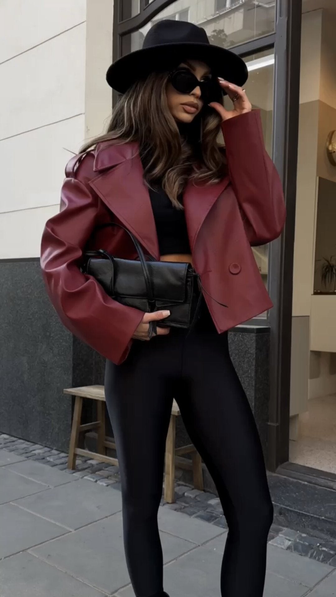 Damen-Retro-Lederjacke im modischen Design