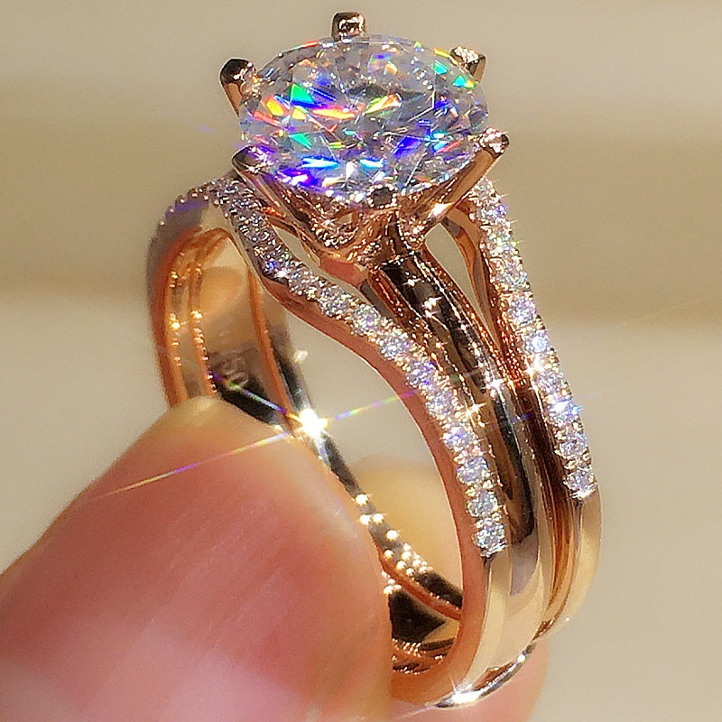 18K Gold Zwei-in-eins Mosanit Ring für Frauen