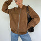 Retro Street Style Einfarbige Loose Hot Girl Zipper Jacke