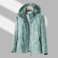 Printed Hooded Windbreaker, Unisex Fashion Solid Color Zipper Jacket Waterproof Windproof Outdoor Clothing for Women Men