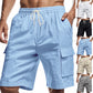 Lockere Sport- und Freizeithose aus Leinen mit Kordelzug in einfarbigem Design