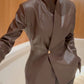 Brown leather wrap jacket