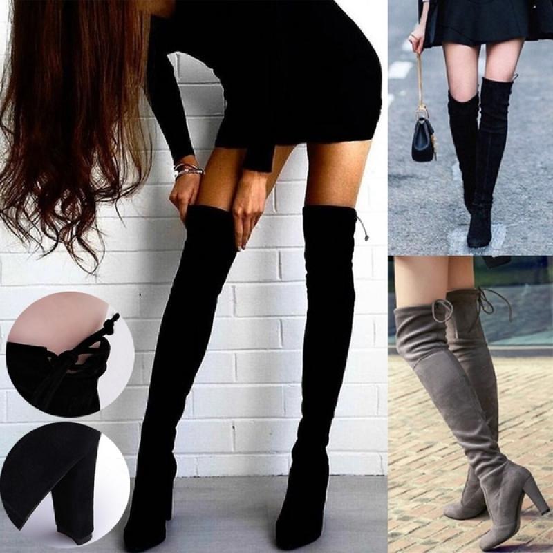 Women's Overknee Boots with High Heel - Stylish and Elegant for Autumn and Spring