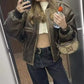 Retro leather jacket in used look – street style short jacket for women in American style