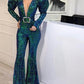 Women's New Sequin Lace Jumpsuit With Long Trousers