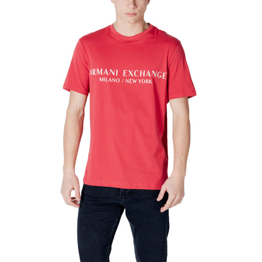 Armani Exchange T-Shirt Herren Rot Mit Rundhals 100 Baumwolle