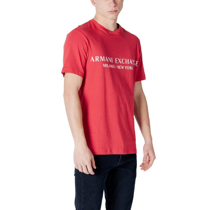 Armani Exchange T-Shirt Herren Rot Mit Rundhals 100 Baumwolle