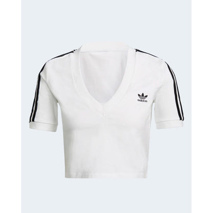 Adidas T-Shirt Damen Weiß Mit V-Ausschnitt Kurzarm