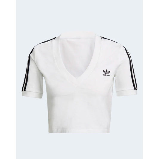 Adidas T-Shirt Damen Weiß Mit V-Ausschnitt Kurzarm