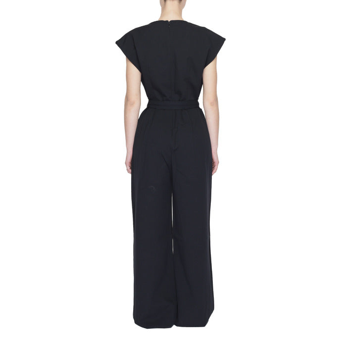 Vila Clothes Anzug Damen Schwarz Einfarbig Kurzarm V-Ausschnitt
