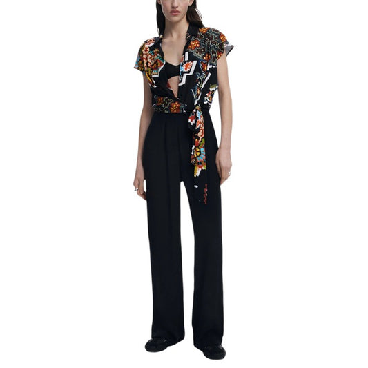 Desigual Anzug Damen Schwarz Mit V-Ausschnitt Kurzarm
