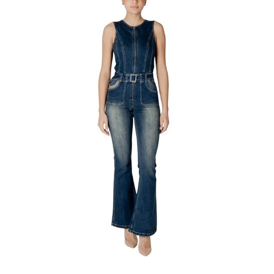 Desigual Anzug Damen Azurblau Mit Reißverschluss Ärmelos