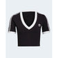 Adidas T-Shirt Damen Schwarz Mit Tiefem V-Ausschnitt