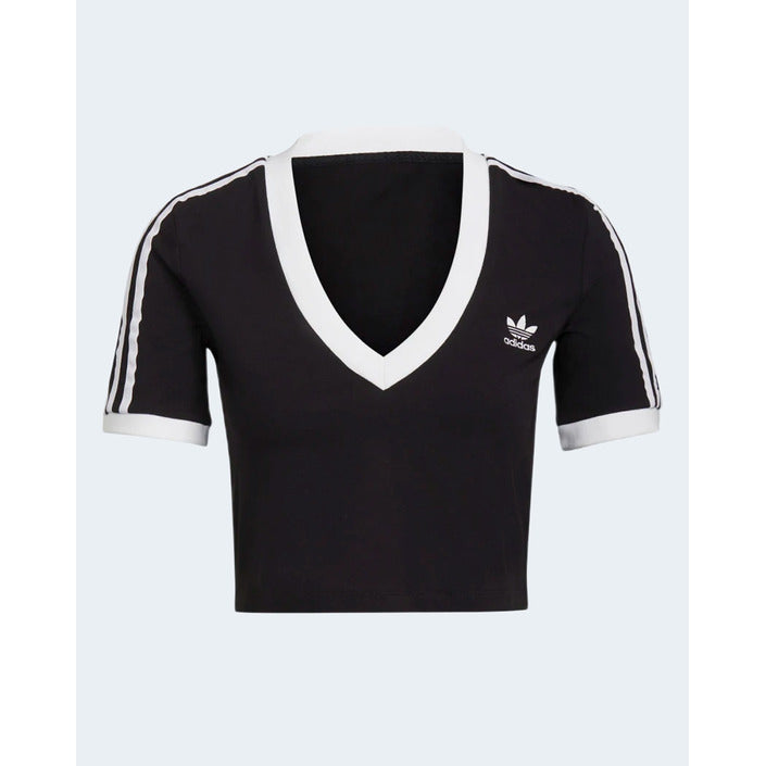 Adidas T-Shirt Damen Schwarz Mit Tiefem V-Ausschnitt