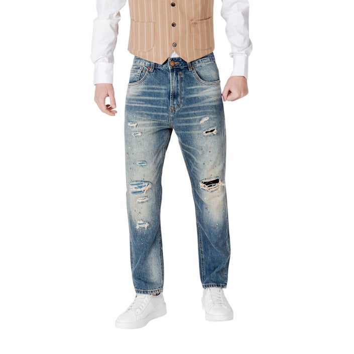 Vaqueros Gianni Lupo para hombre, color azul liso con bolsillos