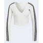 Adidas T-Shirt Damen V-Ausschnitt Langarm Weiß Baumwolle