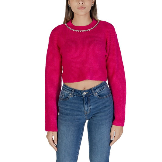 Only Pullover Damen Fuchsinrot Langarm Rundhals Herbst